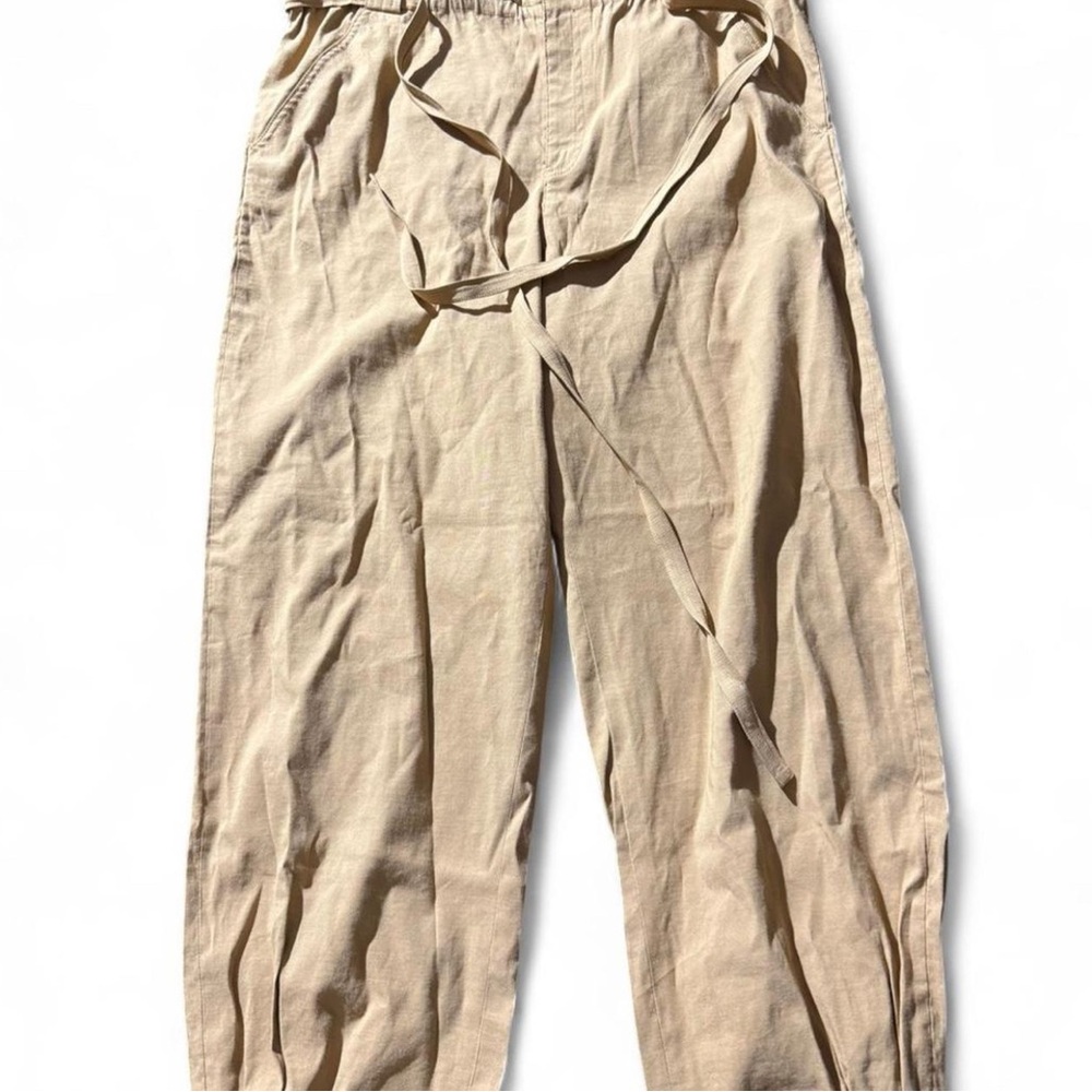 A.L.C. Linen Blend High Waist Jogger Pants – Size 14, Tan Neutral Pull-On Women